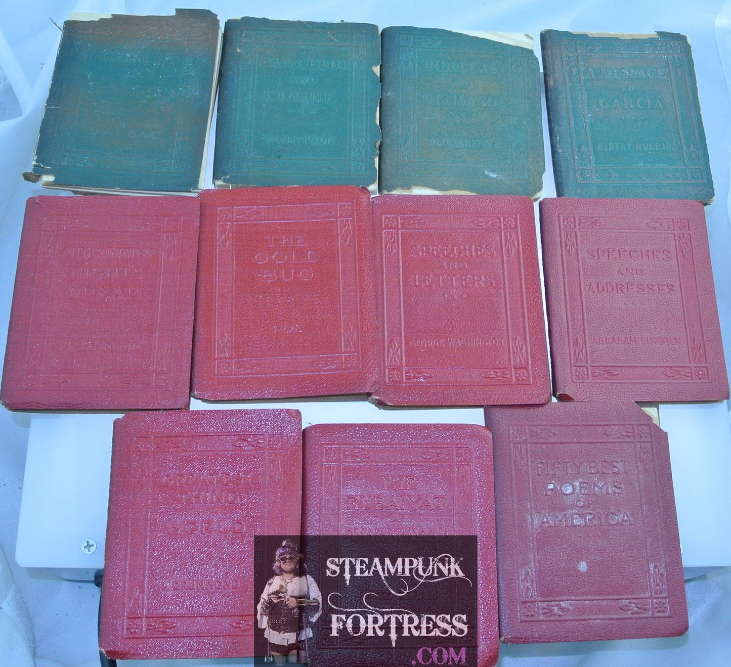 LOT OF 11 VINTAGE LITTLE LEATHER LIBRARY BOOKS GREEN RED BALZAC POE SHAKESPEARE