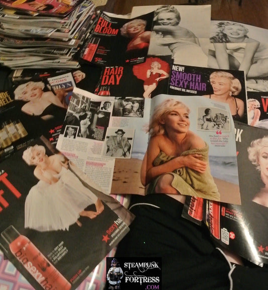 MARILYN MONROE MAGAZINE CLIPPINGS LOT 4.5 OUNCES OZ 2 BLACK AND WHITE POSTERS