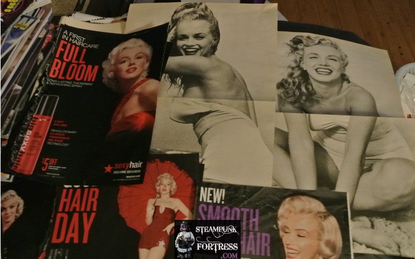 MARILYN MONROE MAGAZINE CLIPPINGS LOT 4.5 OUNCES OZ 2 BLACK AND WHITE POSTERS