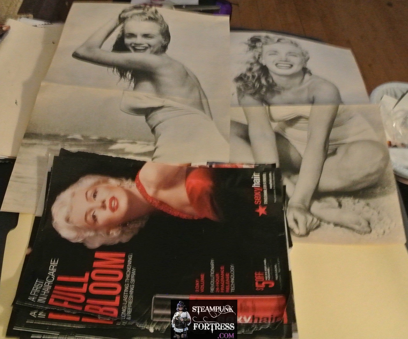 MARILYN MONROE MAGAZINE CLIPPINGS LOT 4.5 OUNCES OZ 2 BLACK AND WHITE POSTERS