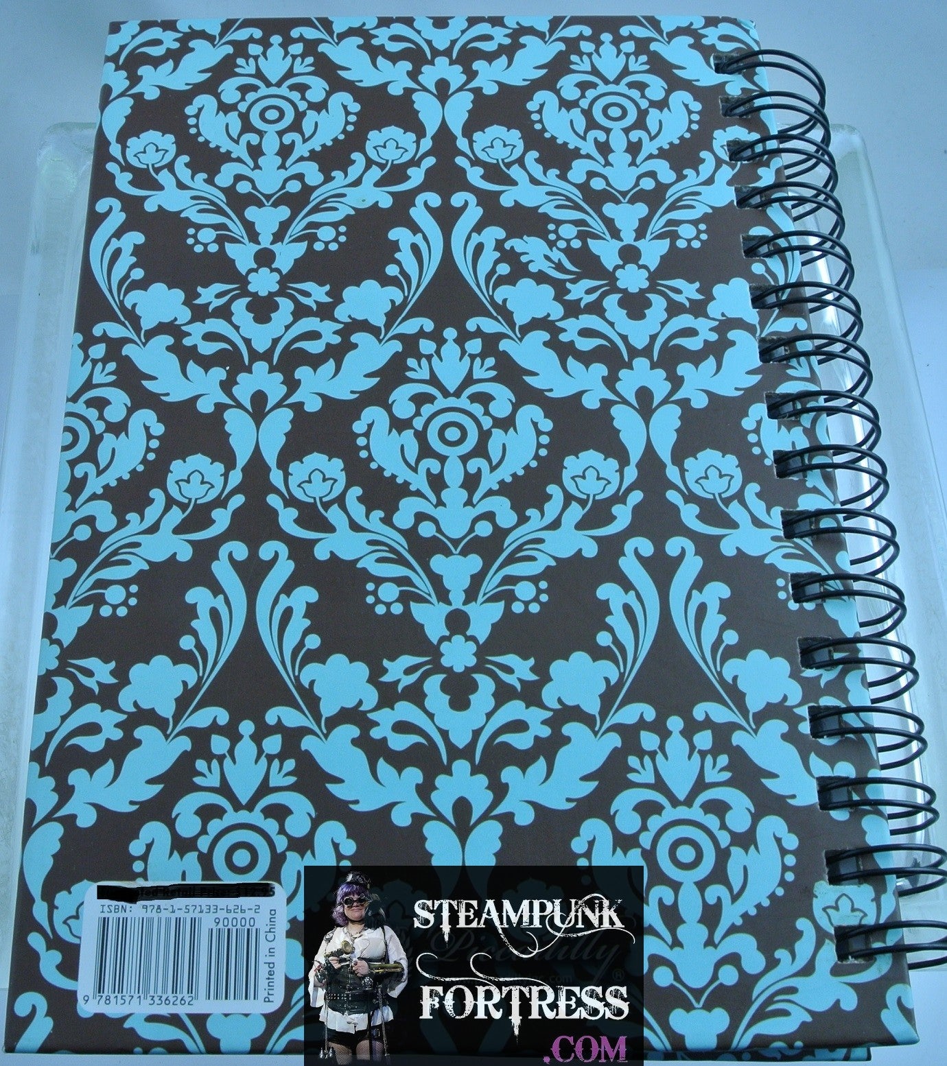 NOTEBOOK SPIRAL HARDCOVER BLUE BROWN PAISLEY 190 LINED PAGES TOTAL
