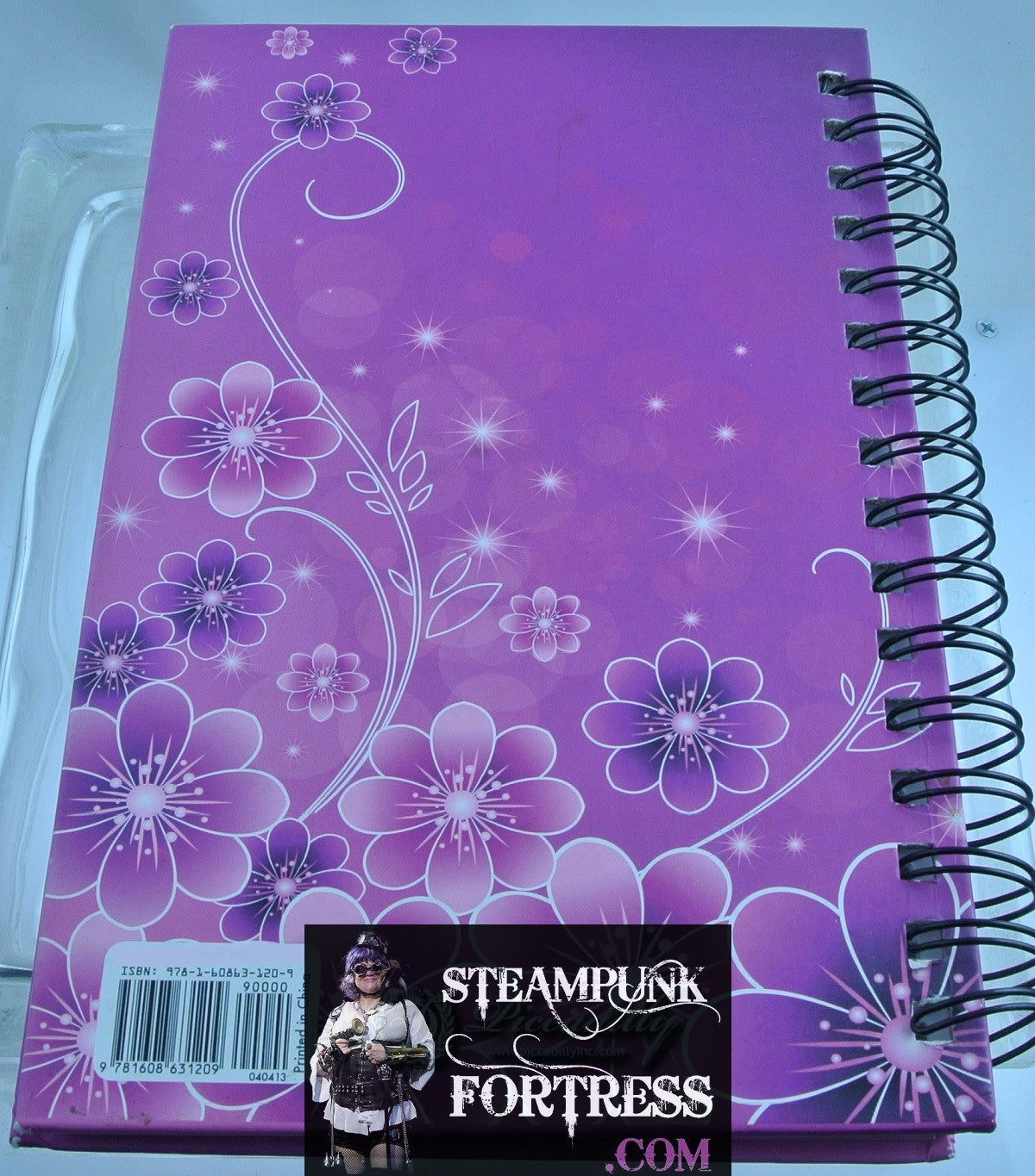 NOTEBOOK SPIRAL HARDCOVER PURPLE LAVENDER FLOWERS 118 LINED PAGES TOTAL