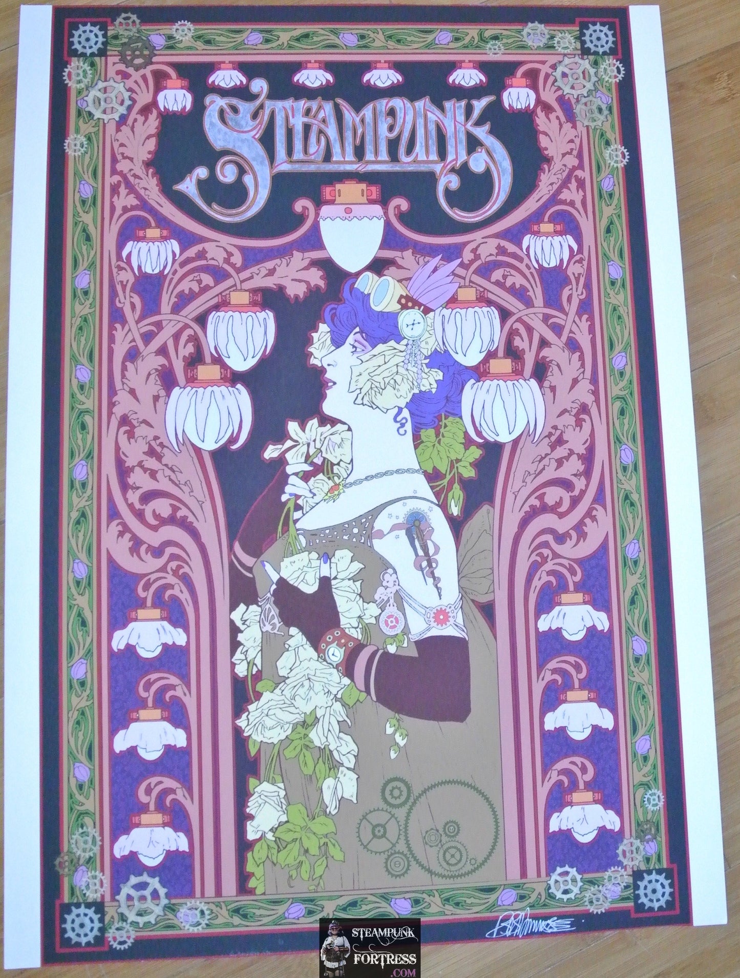 POSTER STEAMPUNK HAND SIGNED SIGNATURE BOB MASSE 60S ROCK DESIGNER ART DECO DESIGN