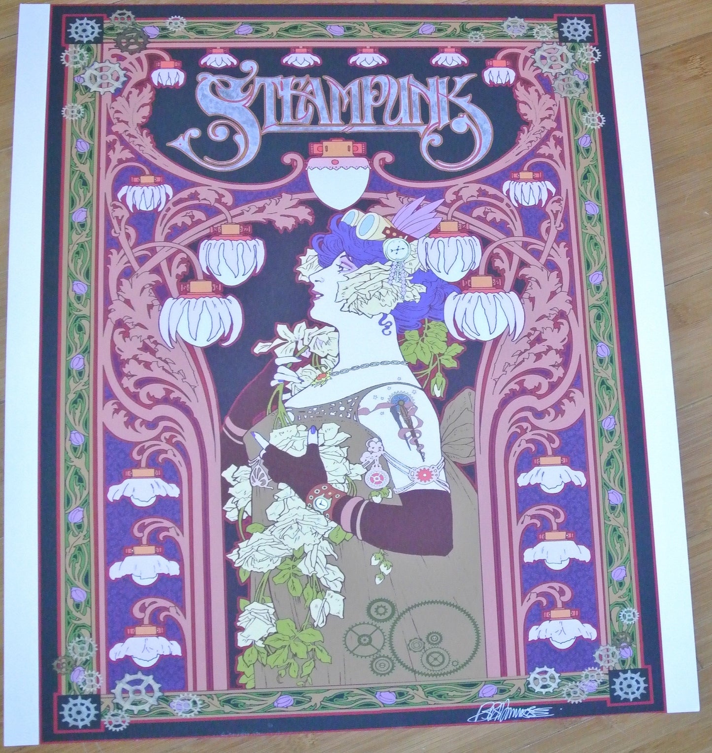 POSTER STEAMPUNK HAND SIGNED SIGNATURE BOB MASSE 60S ROCK DESIGNER ART DECO DESIGN