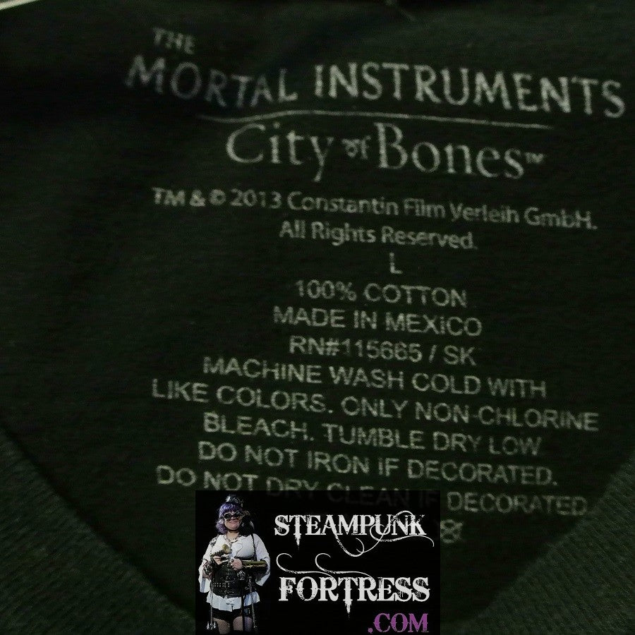 SHIRT MORTAL INSTRUMENTS CITY OF BONES BLACK CLARY JACE SIMON LARGE 100% COTTON