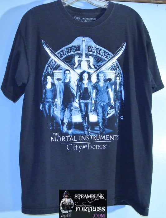 SHIRT MORTAL INSTRUMENTS CITY OF BONES BLACK CAST SWORDS WALKING LARGE 100% COTTON