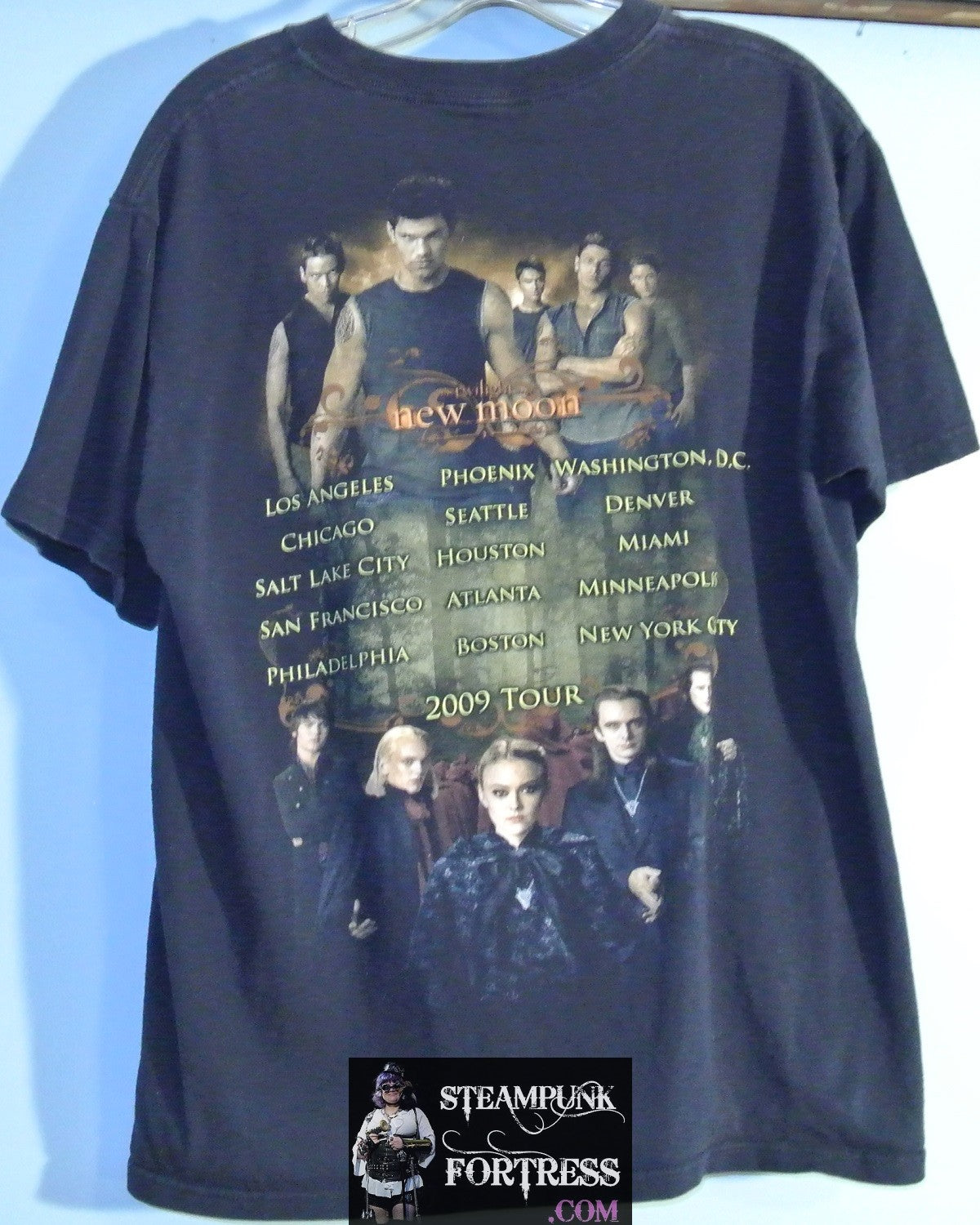 SHIRT TWILIGHT NEW MOON CAST HOT TOPIC TOUR 2009 BLACK LARGE 100% COTTON