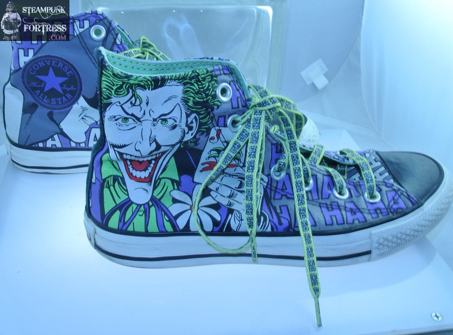 SHOES CONVERSE HIGH TOP HI TOPS JOKER BATMAN DC COMICS MENS 5 WOMENS SIZE 7 VINTAGE PRE-OWNED