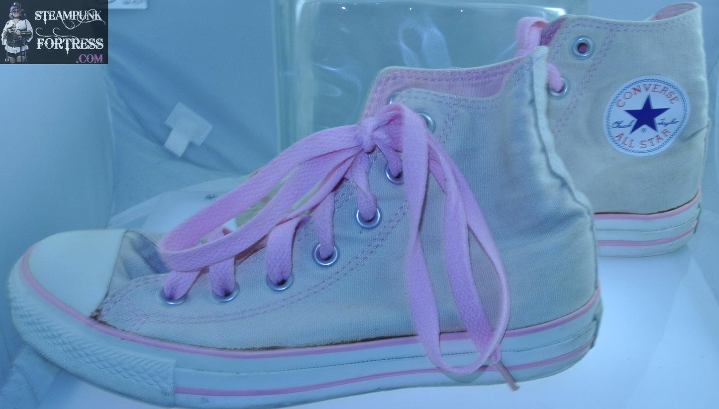 SHOES CONVERSE HIGH TOP HI TOPS WHITE LIGHT PINK MENS 5 WOMENS SIZE 7 VINTAGE PRE-OWNED