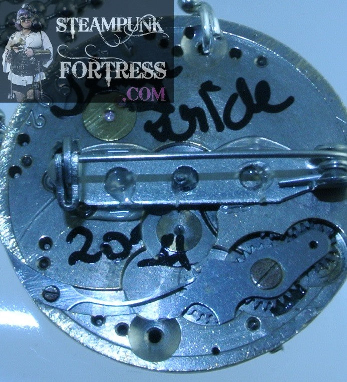 SILVER MOVEMENT COMPLETE AUTHENTIC GENUINE WATCH CLOCK NECKLACE OPEN EDGE STARR WILDE STEAMPUNK FORTRESS