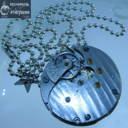 SILVER MOVEMENT COMPLETE AUTHENTIC GENUINE WATCH CLOCK NECKLACE PROGRESS USA STARR WILDE STEAMPUNK FORTRESS