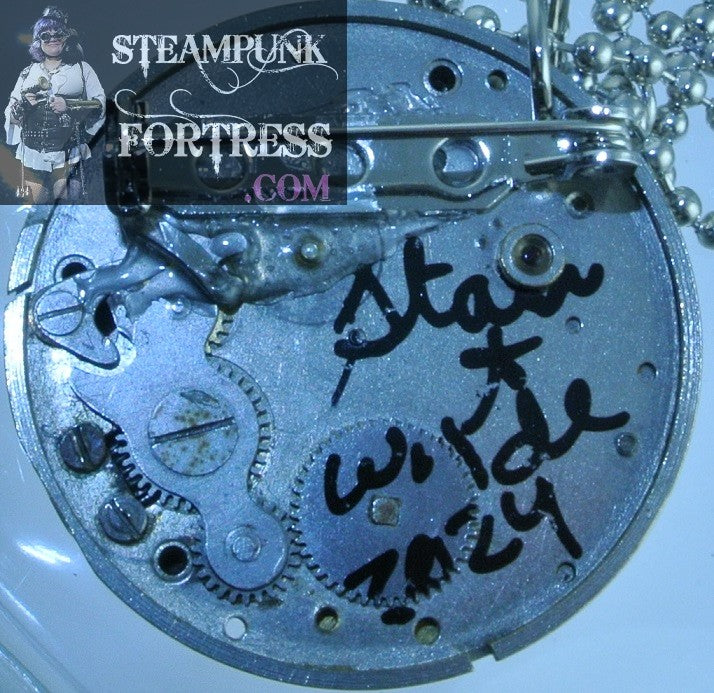 SILVER MOVEMENT COMPLETE AUTHENTIC GENUINE WATCH CLOCK NECKLACE PROGRESS USA STARR WILDE STEAMPUNK FORTRESS