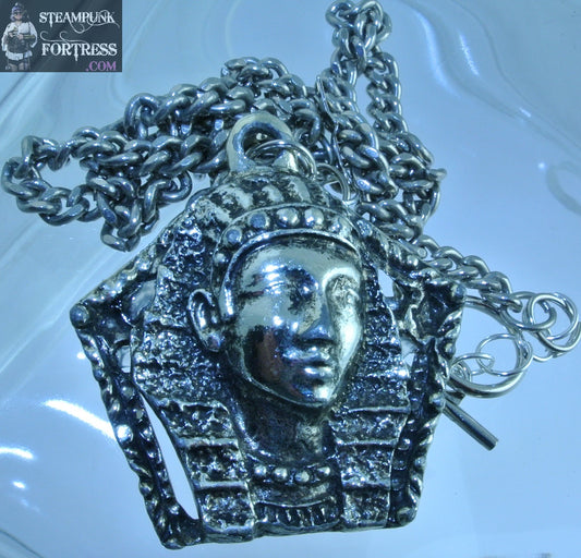 SILVER VINTAGE PHARAOH CHARM EGYPTIAN THEME PIN BROOCH NECKLACE PIRATE STARR WILDE STEAMPUNK FORTRESS