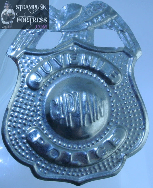 SILVER KIDS JUVENILE CAPTAIN POLICE SHERIFF BADGE WESTERN COWBOY PIN BROOCH STARR WILDE STEAMPUNK FORTRESS HALLOWEEN