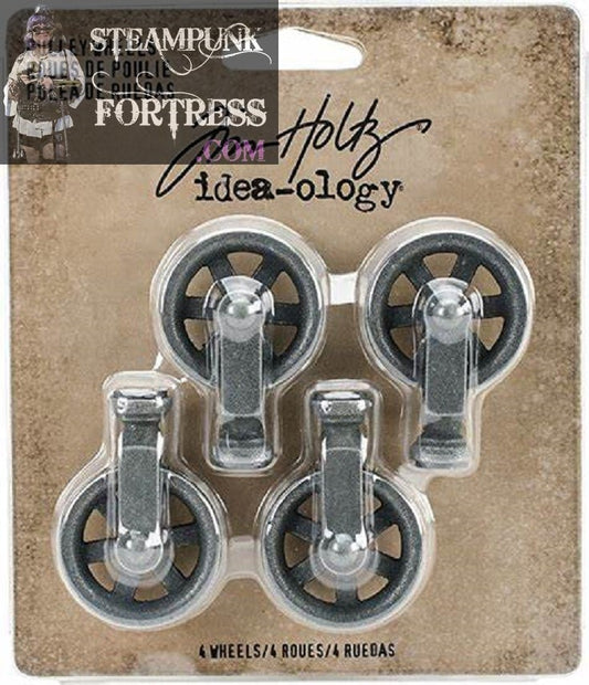 TIM HOLTZ IDEA-OLOGY 4 PULLEY WHEELS STEAMPUNK CRAFTS NEW IN PACKAGE DISCONTINUED