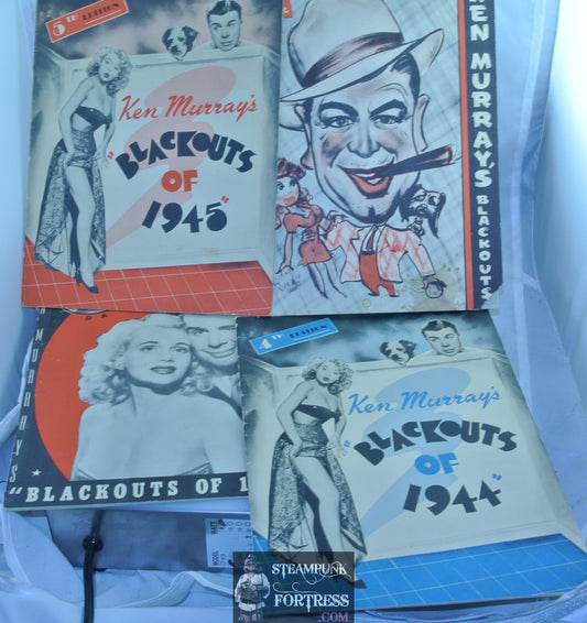 BLACKOUTS VINTAGE VAUDEVILLE PROGRAMS SET OF 4 WORLD WAR 2 MEMORABILIA 43 44 45 49 KEN MURRAY MARIE WILSON