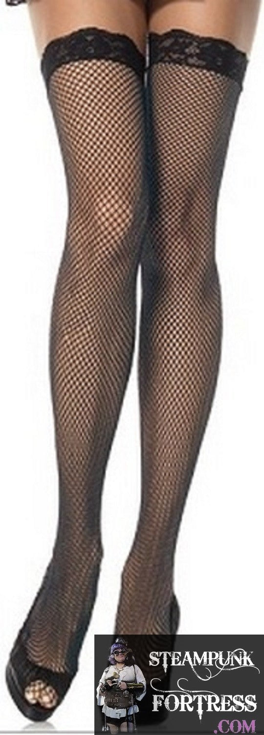 BLACK FISHNET THIGH HIGHS 80S COSPLAY COSTUME HALLOWEEN- MASS PRODUCED DUPLICATE