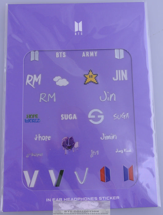 BTS STICKERS SET FOR IN EAR HEADPHONES EARBUDS *SOLD OUT* NEW JIN SUGA J-HOPE RM JIMIN V JUNGKOOK OFFICIAL MERCHANDISE