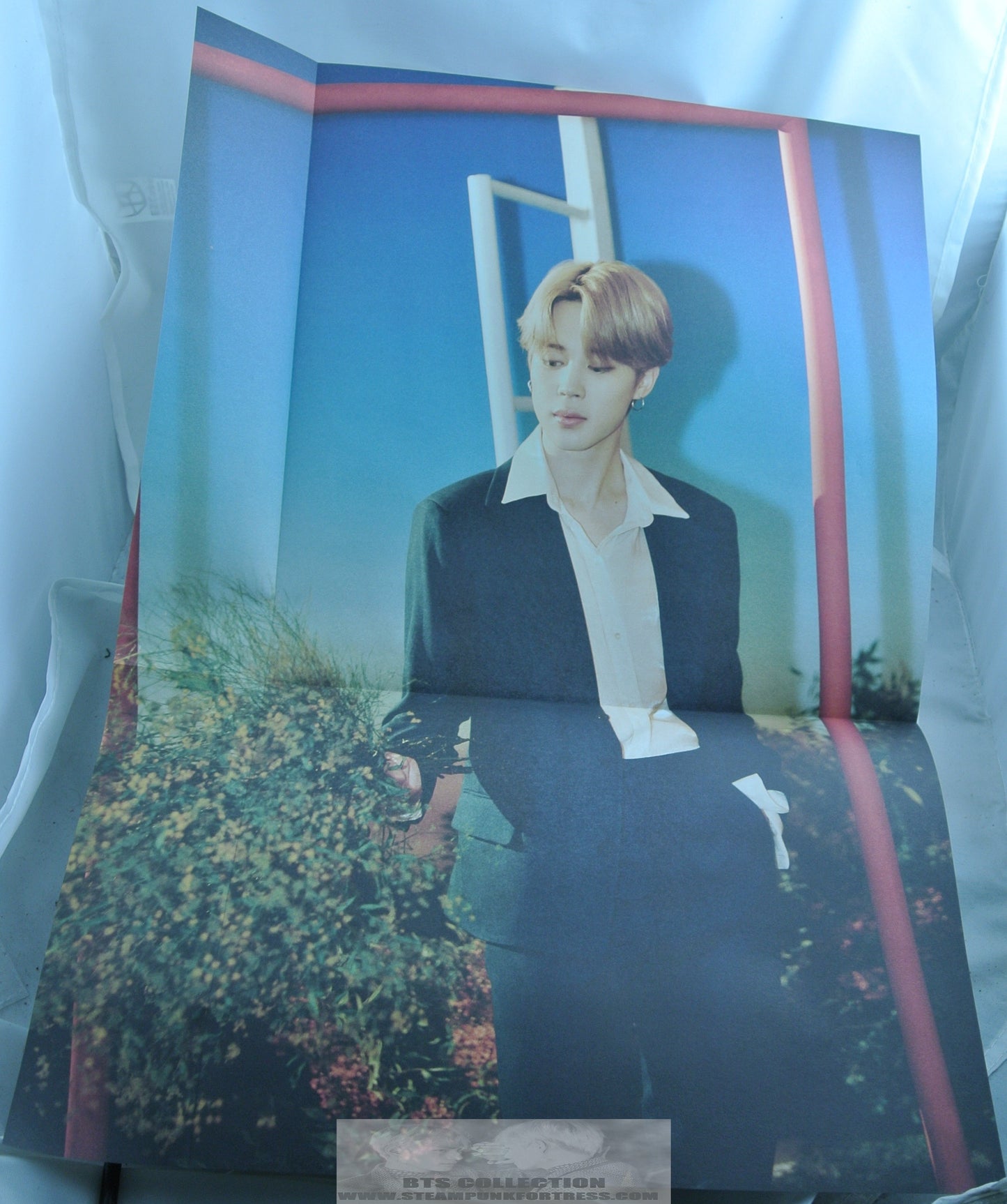 BTS JIMIN PARK FOLDED POSTER FLOWERS LADDER COLOR 20.25" X 14.5" HYBE INSIGHT LIMITED EDITION OFFICIAL MERCHANDISE