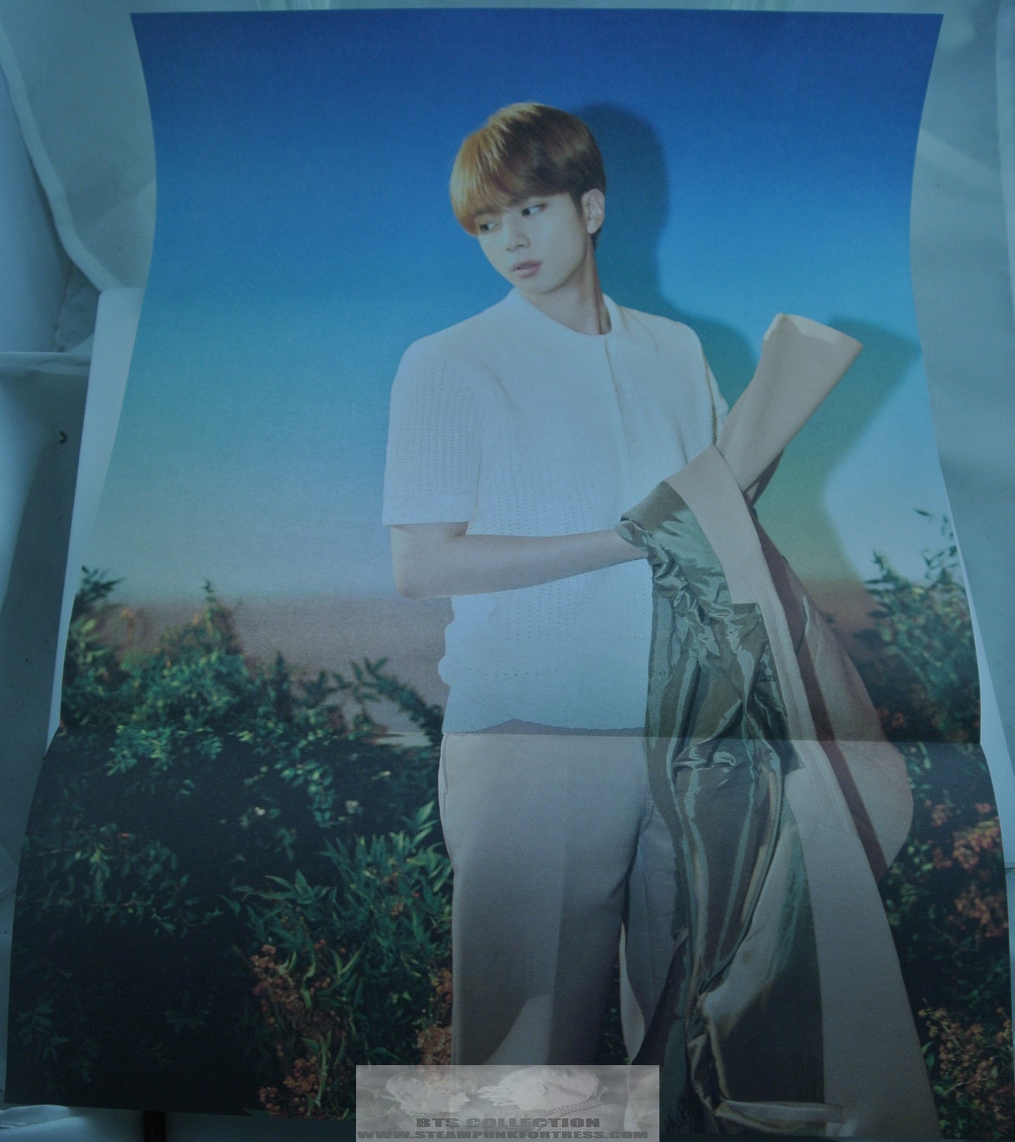 BTS JIN KIM SEOKJIN FOLDED POSTER CLOSE JACKET OFF COLOR 11.75" X 16.5" HYBE INSIGHT LIMITED EDITION OFFICIAL MERCHANDISE