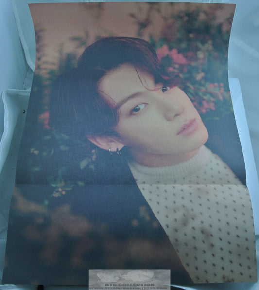 BTS JUNGKOOK JEON FOLDED POSTER CLOSE FLOWERS COLOR 11.75" X 16.5" HYBE INSIGHT LIMITED EDITION OFFICIAL MERCHANDISE
