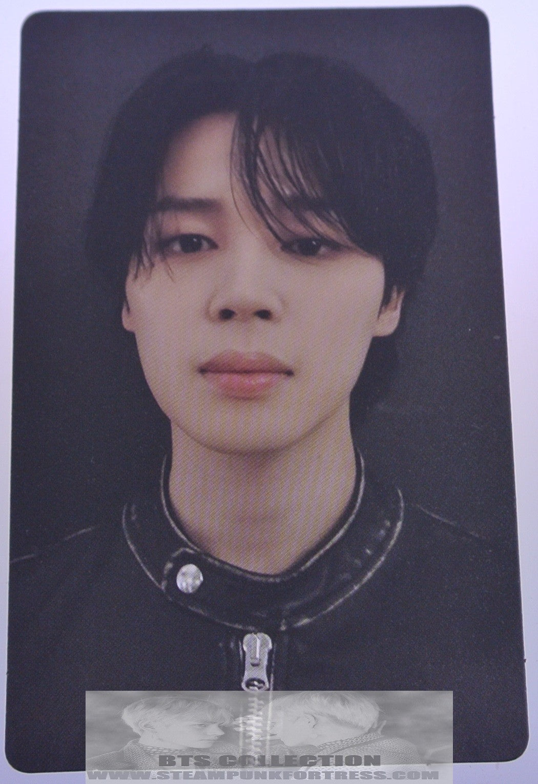 BTS JIMIN PARK FACE SOLO PHOTOCARD PHOTO CARD BANGS BLACK JACKET OFFICIAL MERCHANDISE