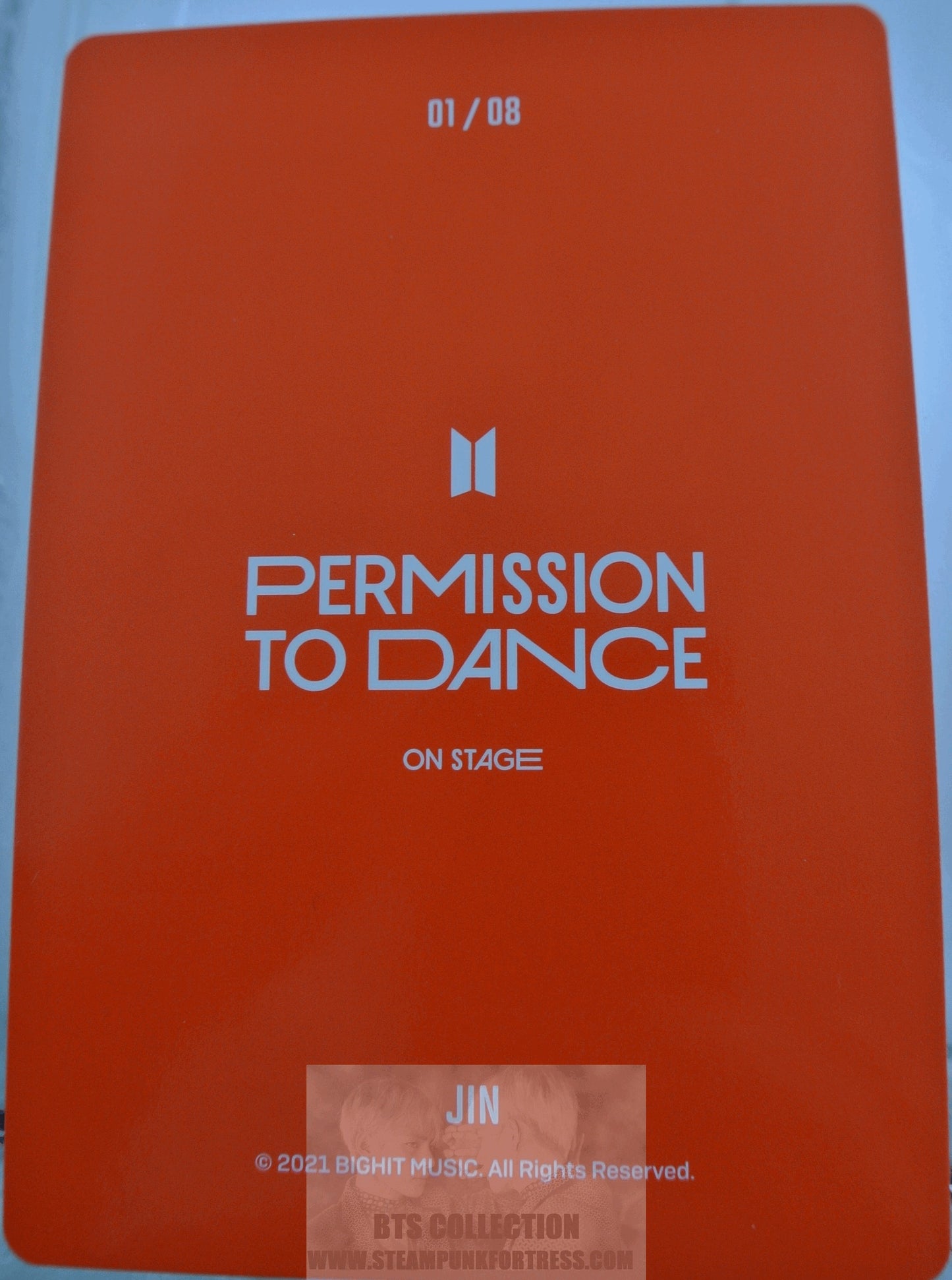 BTS JIN KIM SEOKJIN SEOK-JIN 2021 PERMISSION TO DANCE ON STAGE PTD #1 OF 8 PHOTOCARD PHOTO CARD NEW OFFICIAL MERCHANDISE
