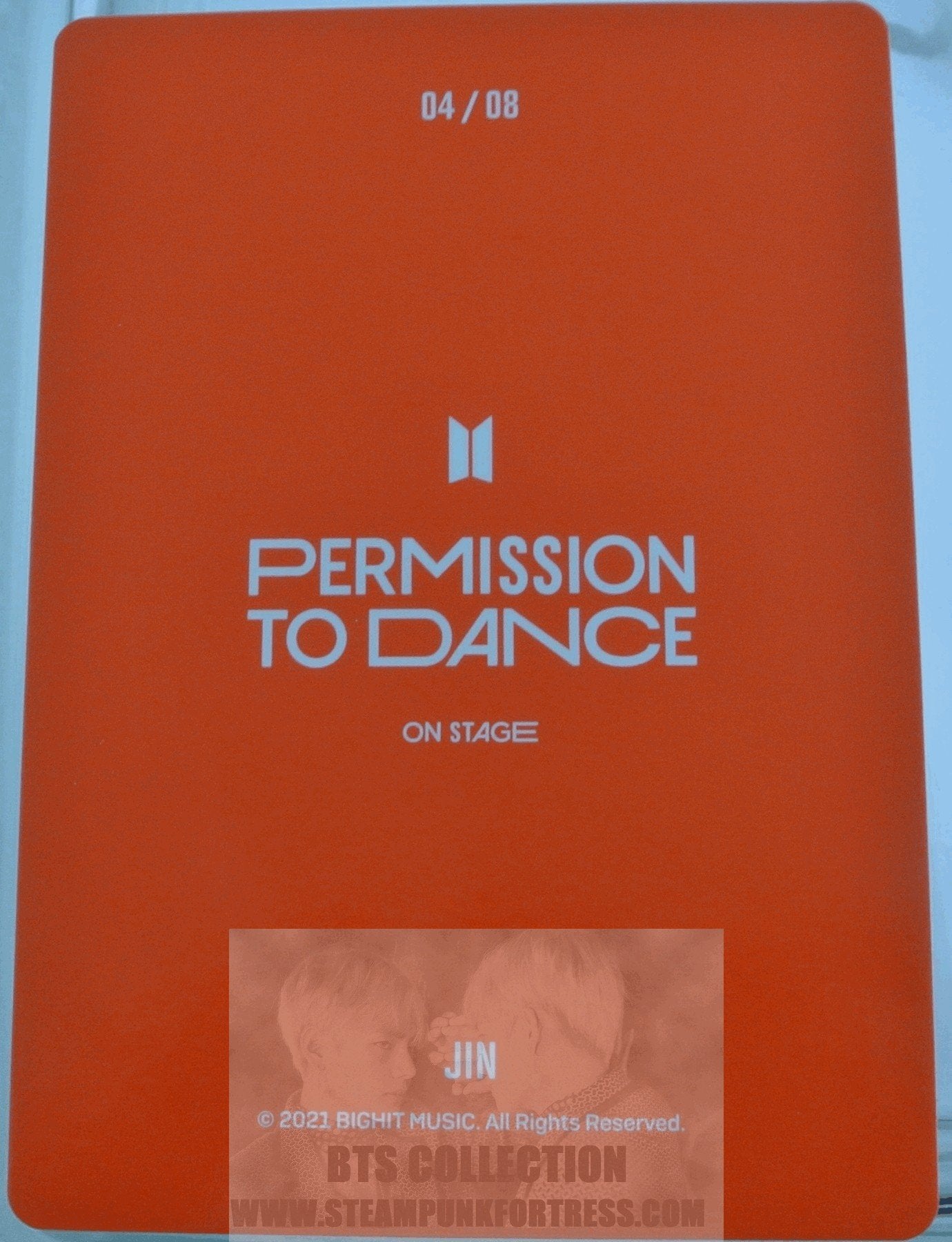 BTS JIN KIM SEOKJIN SEOK-JIN 2021 PERMISSION TO DANCE ON STAGE PTD #4 OF 8 PHOTOCARD PHOTO CARD NEW OFFICIAL MERCHANDISE