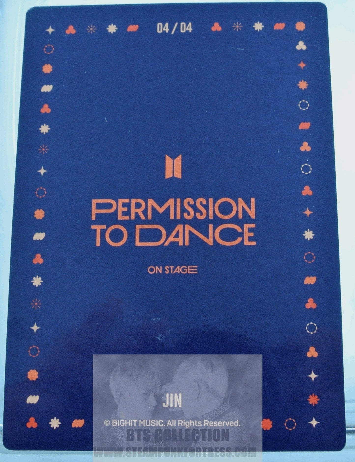 BTS JIN KIM SEOKJIN SEOK-JIN 2022 PERMISSION TO DANCE ON STAGE SEOUL PTD #4 OF 4 PHOTOCARD PHOTO CARD NEW OFFICIAL MERCHANDISE
