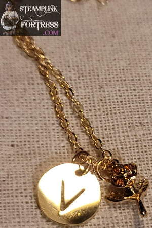 Small-Medium Vintage Gold Repurposed Louis Vuitton Charm Necklace