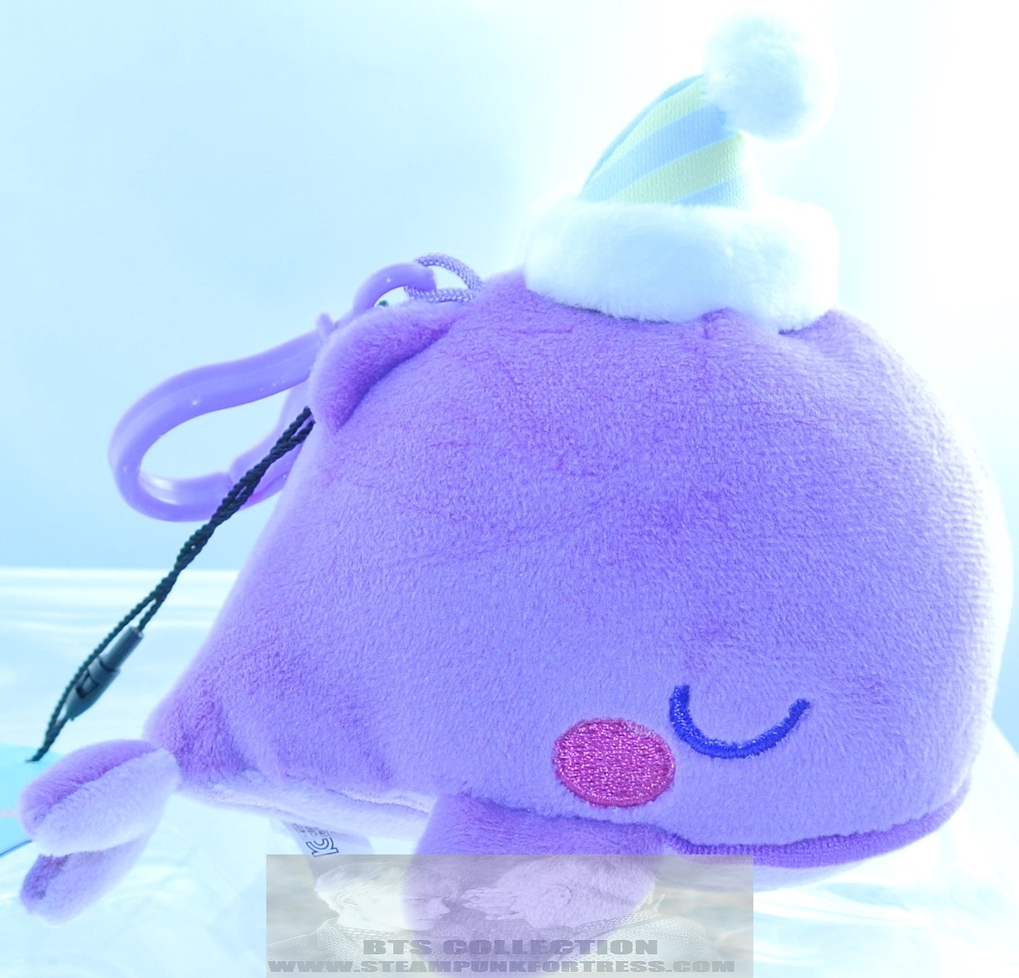 BTS TINY TAN PURPLE WHALE STUFFIE KEYCHAIN KEYRING STUFFED NEW OFFICIAL MERCHANDISE