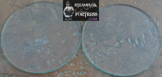 CLEAR SET OF 2 REPLACEMENT 2" LENS GLASS GOGGLES GLASSES COSPLAY COSTUME- MASS PRODUCED