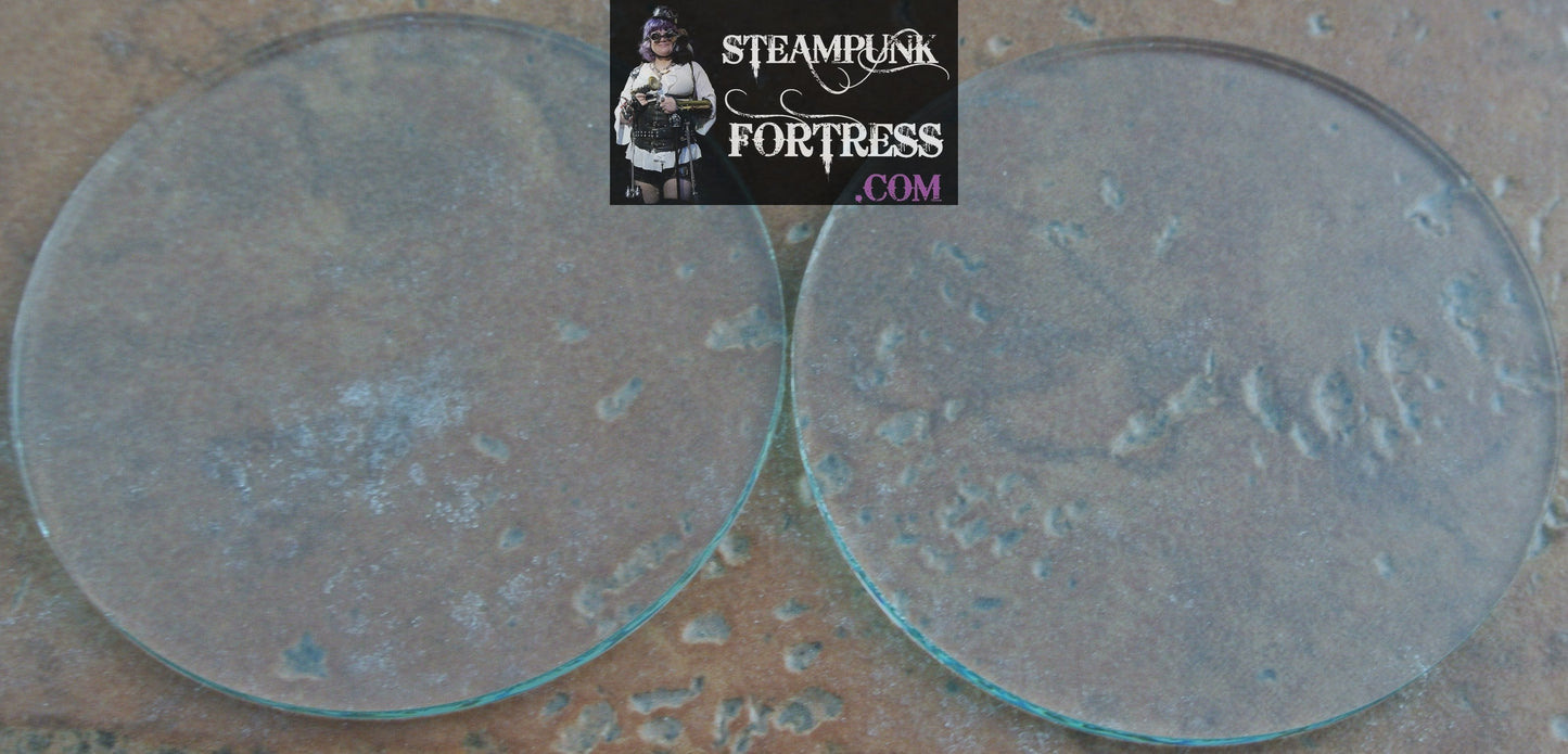CLEAR SET OF 2 REPLACEMENT 2" LENS GLASS GOGGLES GLASSES COSPLAY COSTUME- MASS PRODUCED DUPLICATE