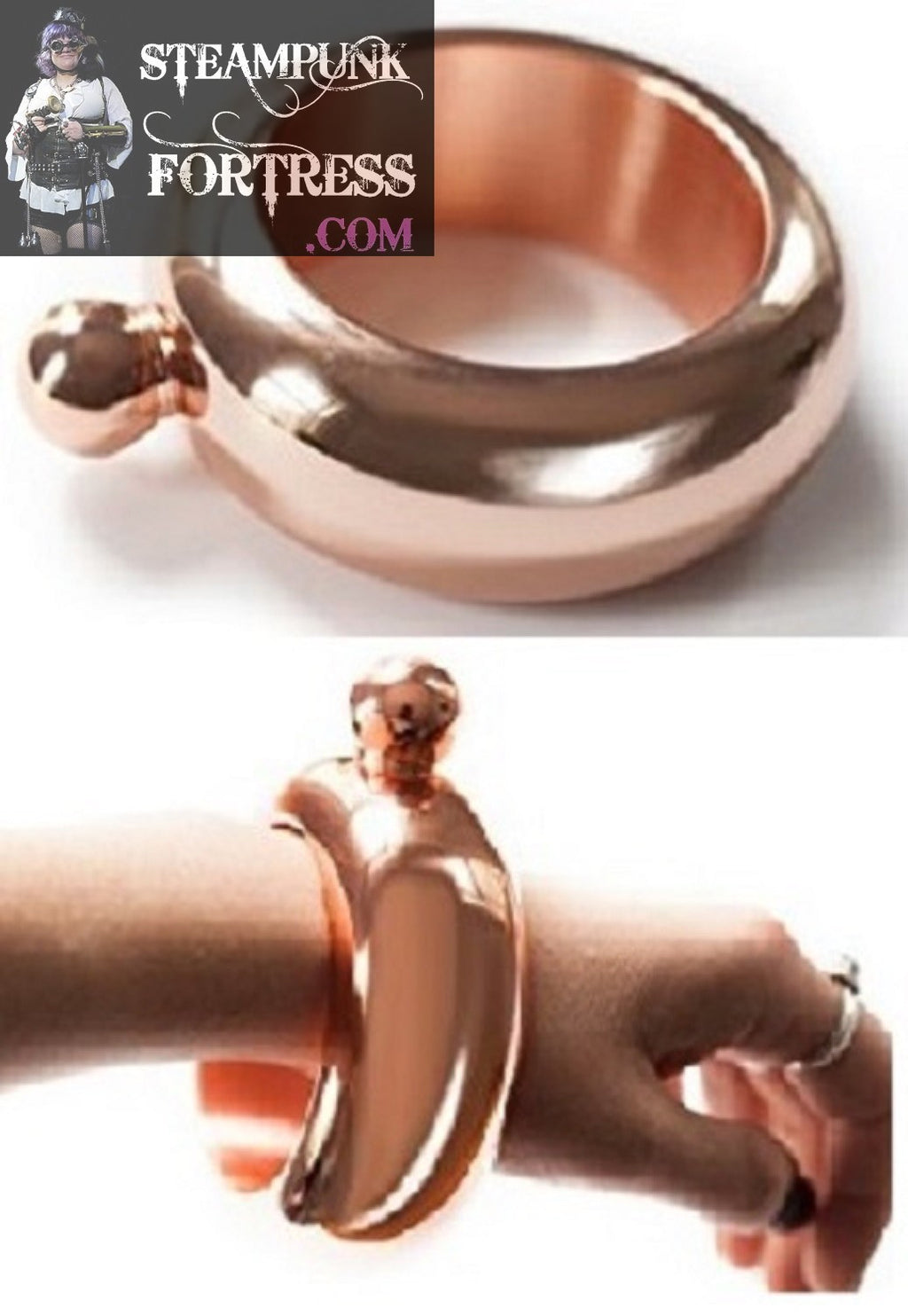COPPER ROSE GOLD 3.5 OZ OUNCES BRACELET FLASK BANGLE WORKS HOLDS LIQUOR CONCERTS FESTIVALS PARTIES DRY COUNTIES NEW- MASS PRODUCED
