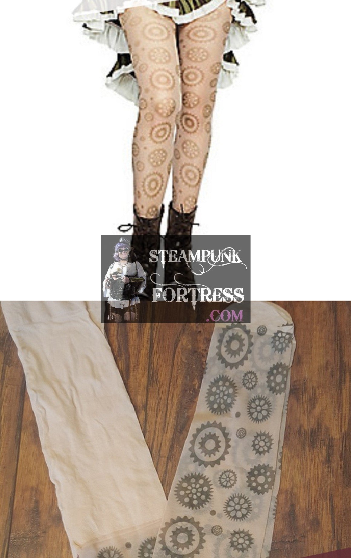 SHEER PANTYHOSE GEARS STEAMPUNK TIGHTS NYLONS HOSIERY STOCKINGS ONE SIZE FITS MOST - NEW - MASS PRODUCED