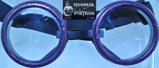 PURPLE BLACK GOGGLES CLEAR LENS ADJUSTABLE BLACK ELASTIC STRAP COSPLAY COSTUME- MASS PRODUCED