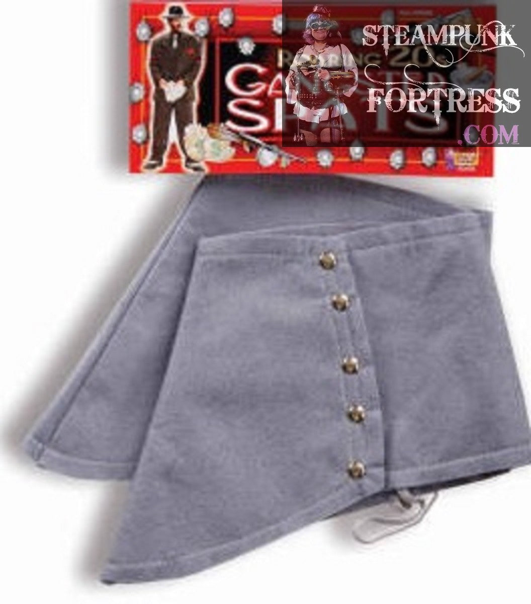 GREY GRAY BLUE STEAMPUNK SPATS SILVER STUDS SPATTERDASHES SPATTER GUARD SHOE COVERINGS COSPLAY COSTUME HALLOWEEN GANGSTER STEAMPUNK FORTRESS - MASS PRODUCED