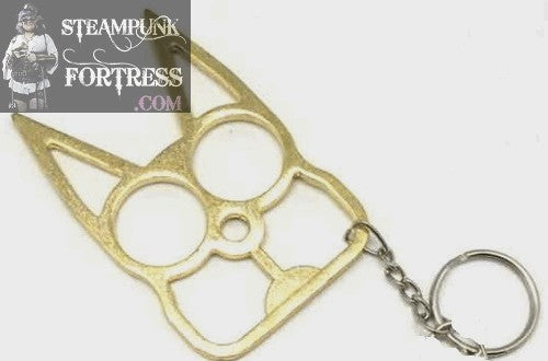 GOLD KITTY CAT SELF DEFENSE SELF-DEFENSE KEYCHAIN KEY CHAIN KEYRING RING COSPLAY COSTUME HALLOWEEN- MASS PRODUCED