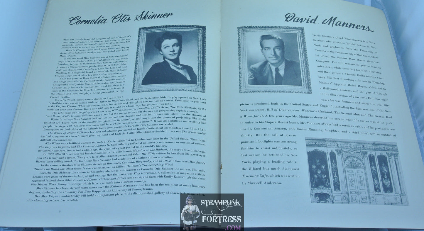 LADY WINDERMERE'S FAN OSCAR WILDE THEATER PROGRAM CORNELIA OTIS SKINNER 1946
