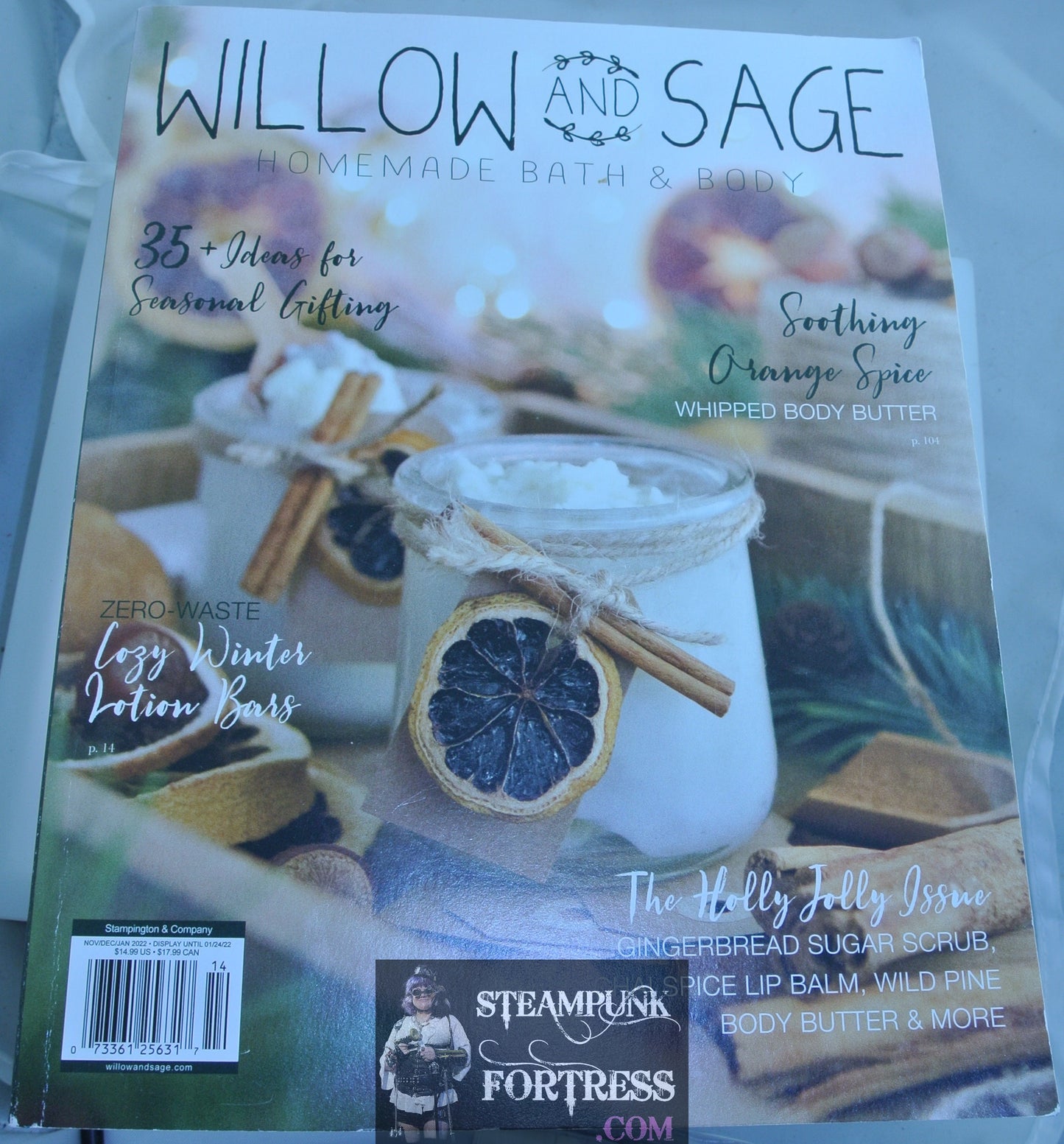 WILLOW AND SAGE MAGAZINE NOVEMBER DECEMBER JANUARY 2022 GINGERBREAD SCRUB WILD PINE BODY BUTTER CHAI SPICE LIP BALM HOLLY JOLLY ISSUE