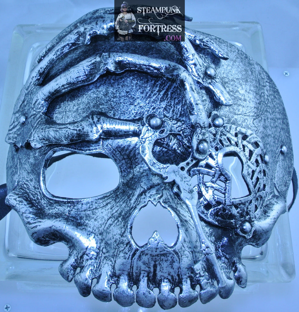 SILVER PEWTER SKULL KEY HAND SKELETON PATCH MASQUERADE VENETIAN CARNIVALE STEAMPUNK FULL FACE MASK COSPLAY COSTUME PIRATE HALLOWEEN- MASS PRODUCED