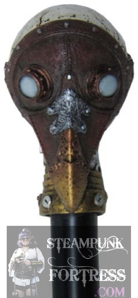 COPPER PLAGUE DOCTOR DR MASK RAVEN BIRD CERAMIC SKULL GEARS SKELETON STEAMPUNK BRASS SILVER GOLD BLACK METAL CANE ***LAST ONE***  **DISCONTINUED** MASS PRODUCED