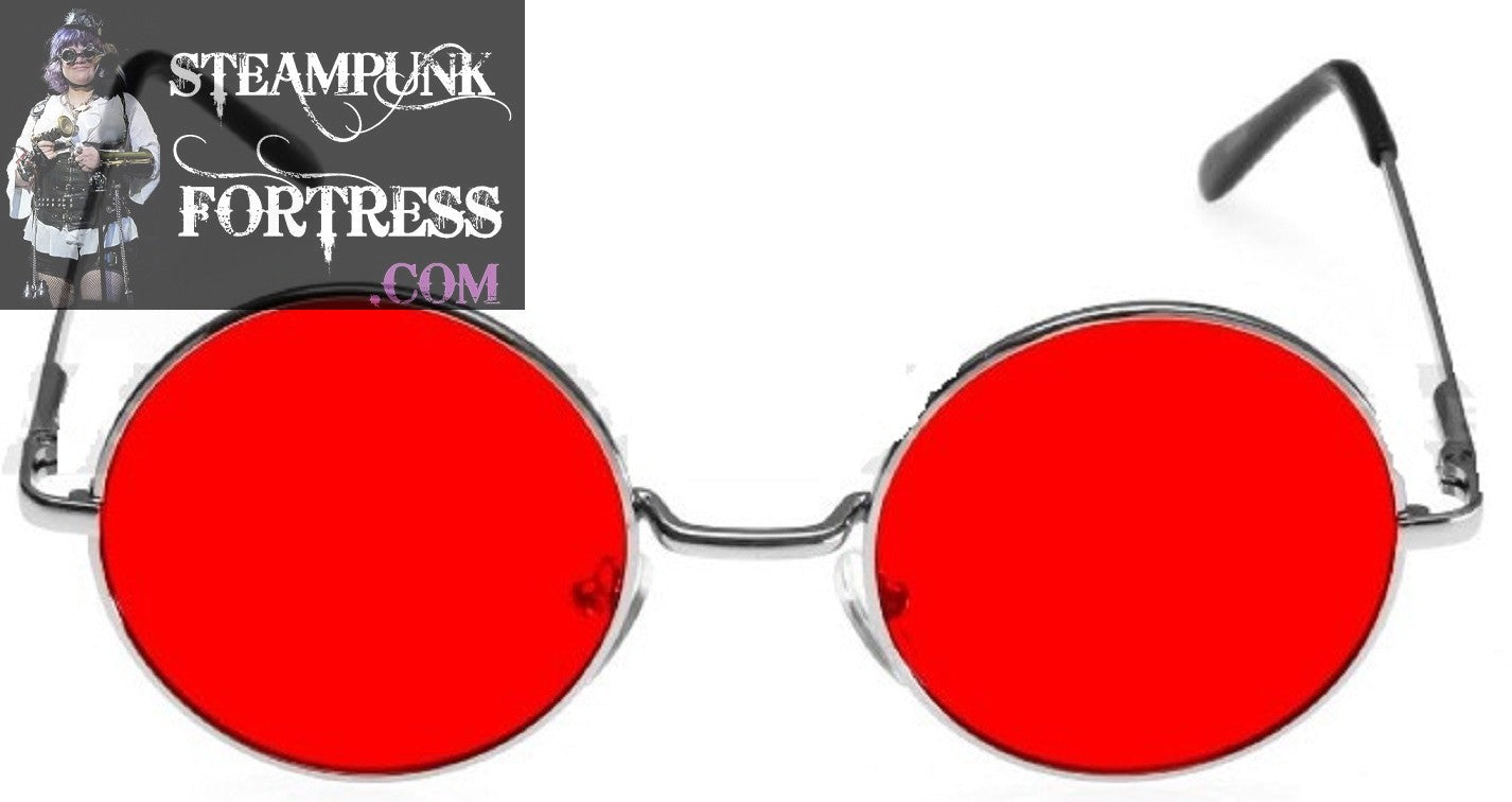 RED LENS ROUND GLASSES BEATLES 60S HIPPIE STEAMPUNK COSPLAY COSTUME- MASS PRODUCED DUPLICATE