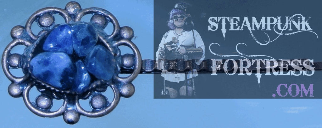 BOBBY PIN COPPER SODALITE GEMSTONES STONES CHIPS STARR WILDE STEAMPUNK FORTRESS