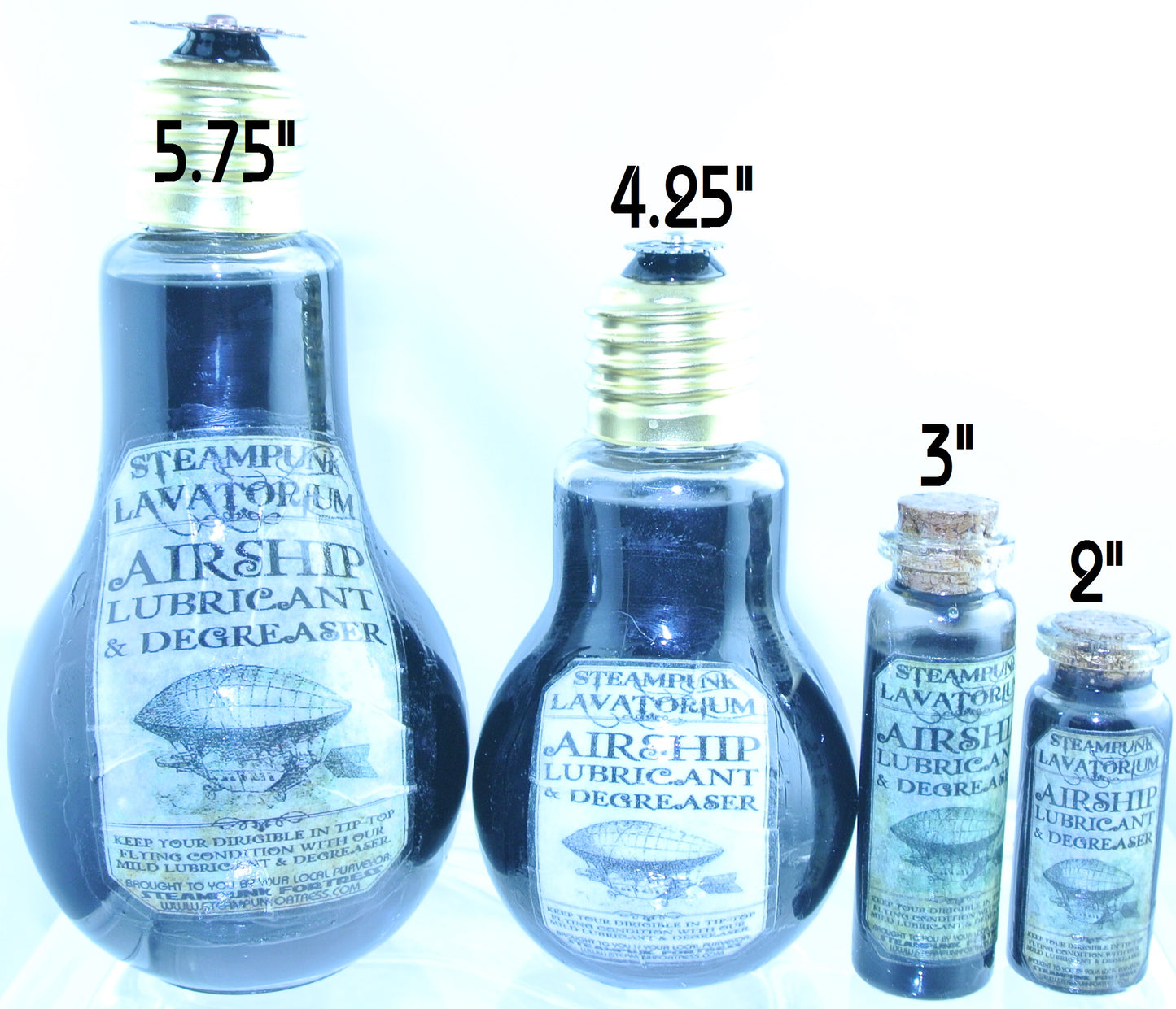 STARR WILDE STEAMPUNK POTION GLASS BOTTLE CAMERA OBSCURA OIL LIGHTBULB 4 SIZES TO CHOOSE FROM