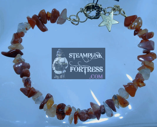 GOLD RED AGATE GEMSTONES STONES CHIPS BRACELET SET AVAILABLE STARR WILDE STEAMPUNK FORTRESS