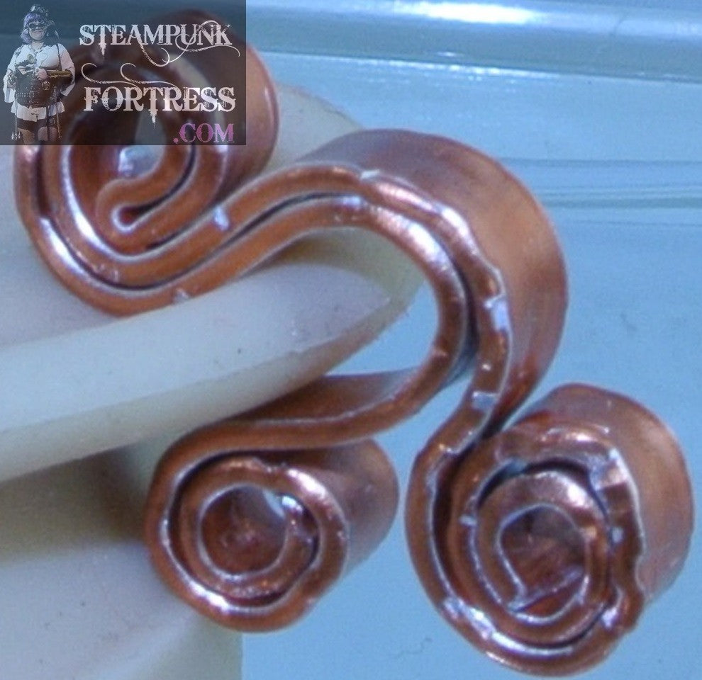 CUFF COPPER BRIGHT DOUBLED TRIPLE SWIRL EAR CUFF NON PIERCED NON PIERCING STARR WILDE STEAMPUNK FORTRESS