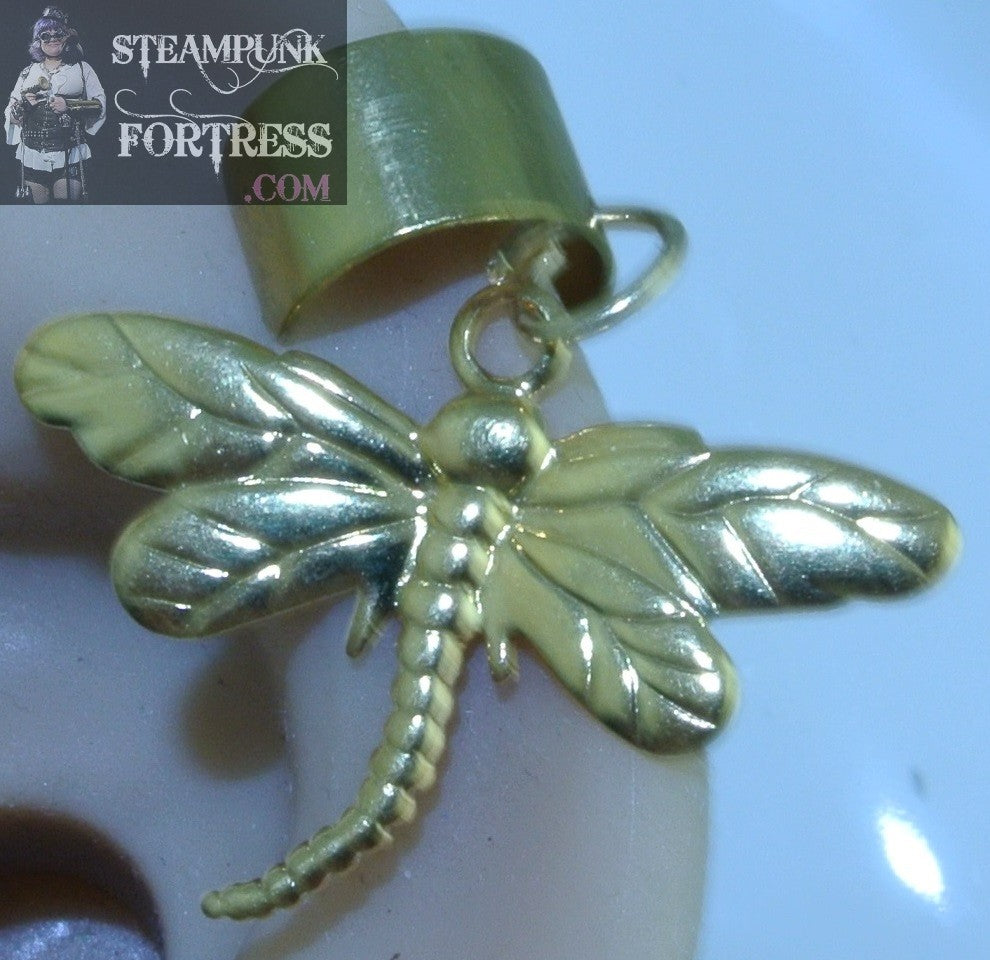 CUFF GOLD DRAGONFLY FLAT EAR CUFF NON PIERCED NON PIERCING STARR WILDE STEAMPUNK FORTRESS