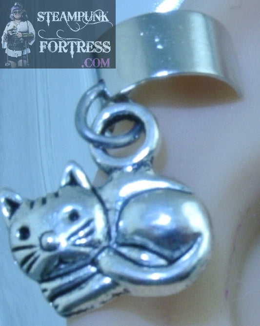 CUFF SILVER CAT LYING DOWN EAR CUFF NON PIERCED NON PIERCING STARR WILDE STEAMPUNK FORTRESS