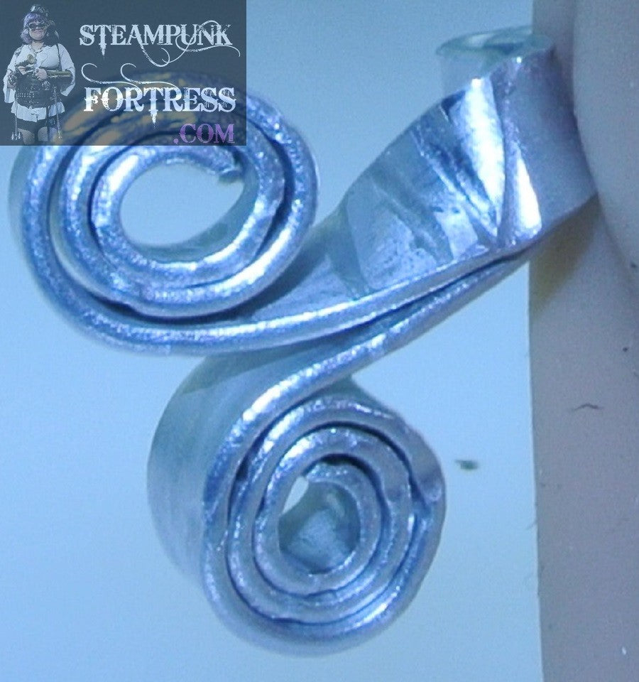 CUFF SILVER DOUBLE SWIRL TWIST EAR CUFF NON PIERCING NON PIERCED STARR WILDE STEAMPUNK FORTRESS